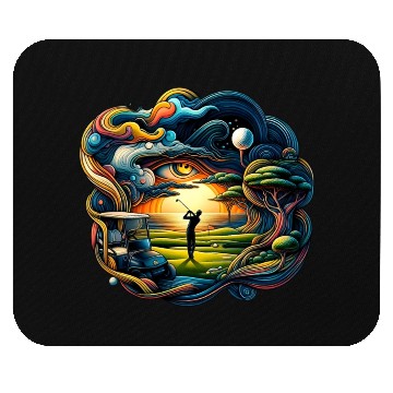 Discover Abstract Golfer In Surreal Golfing World Mouse Pads