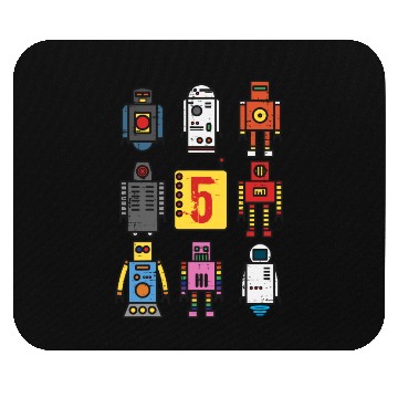 Discover Robot 5th Birthday - Retro Robotics with number Mouse Pads
