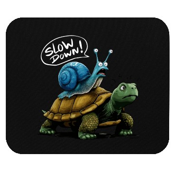 Discover Snail Riding a Turtle Funny Animal Friends Mouse Pads