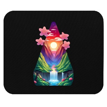 Discover sunrise waterfall scenery Mouse Pads