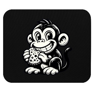 Discover Chimpanzee with Cookie Monochrome Design Mouse Pads