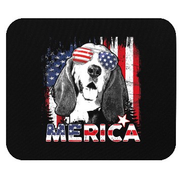 Discover Basset Hound 4th Of July US Flag Merica Dog Lover Mouse Pads