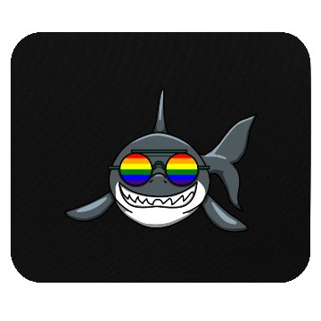 Discover SMILING LGBTQ SHARK WITH RAINBOW GLASSES Mouse Pads