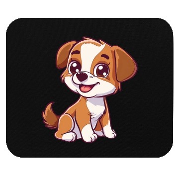 Discover Adorable Brown and White Puppy Smiling Mouse Pads
