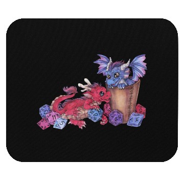 Discover Cute dragon chibi with dice D20 pen and paper Mouse Pads