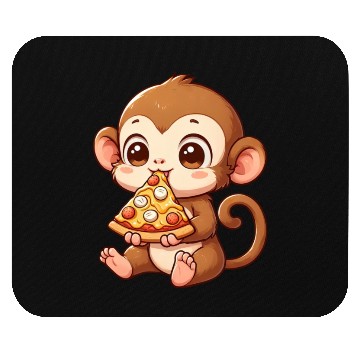 Discover Funny monkey loves pizza humorous chimpanzee Mouse Pads