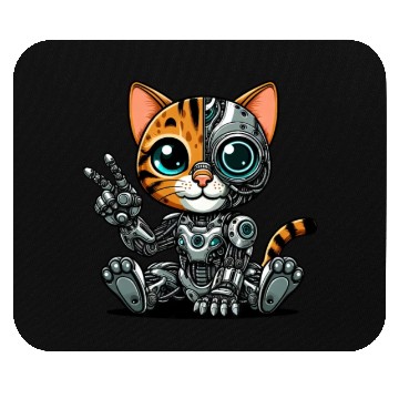 Discover Cute cat robot cyborg mech futuristic Mouse Pads