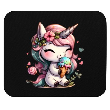 Discover Chibi Unicorn Eating Ice Cream Mouse Pads