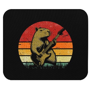 Discover Capybara Playing Guitar Capybara Rock Music Mouse Pads