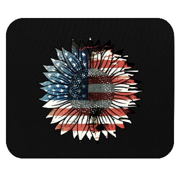 Discover USA Flag Sunflower Mouse Pads