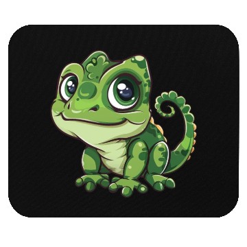 Discover Adorable Wide-Eyed Green Chameleon Mouse Pads