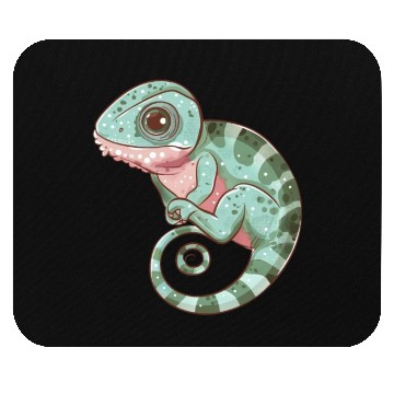 Discover Charming Chameleon Curled Tail Imagery Mouse Pads