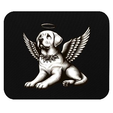 Discover Labrador angel wings black white halo Mouse Pads