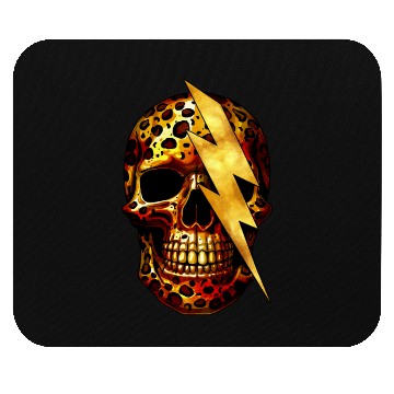 Discover Skull with Leopard Print & Gold Spark Mouse Pads