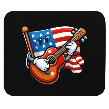 Discover Guitar 4th July American Flag Mouse Pads