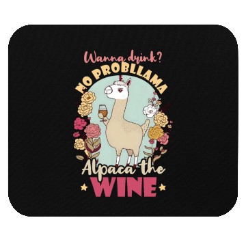 Discover Alpaca Llama Wanna Drink Alpaca Wine Mouse Pads