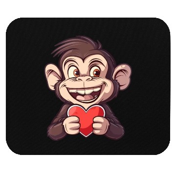 Discover Adorable Monkey Holding a Heart - Cute and Mouse Pads