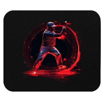 Discover Baseball Pitcher in Red Neon, Pop Art Mouse Pads