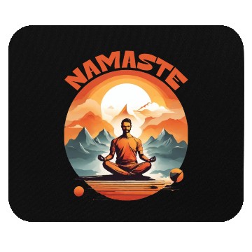 Discover SERENITY AMIDST PEAKS: YOGA NAMASTE Mouse Pads