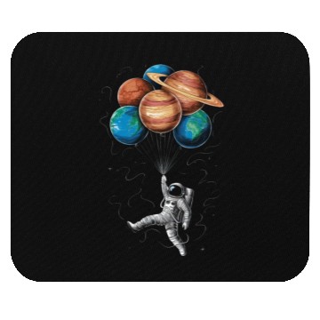 Discover Astronaut Floating with Planets Balloons in Space Mouse Pads