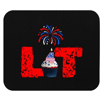 Discover LIT 4th July Independence Day cupcake & firework Mouse Pads