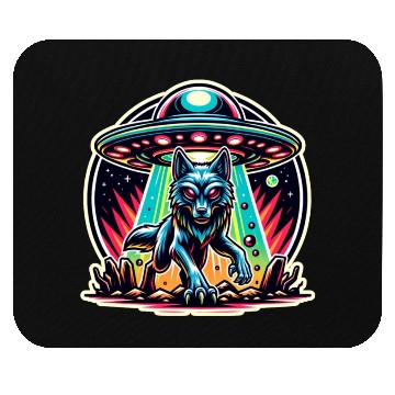 Discover Alien wolf landing Mouse Pads