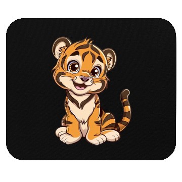 Discover Adorable Smiling Tiger Cub Mouse Pads