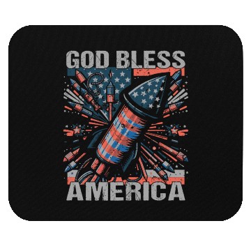 Discover God Bless America Retro US Flag Funny Fireworks Mouse Pads