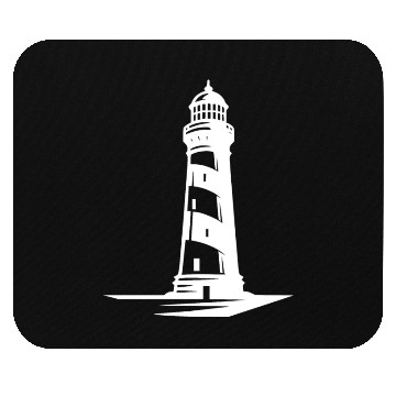 Discover Old Lonely Striped Coastal Lighthouse Mouse Pads