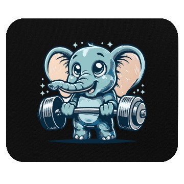 Discover cute cartoon elephant doing strength training Mouse Pads