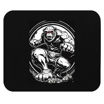 Discover Zombie ape street fighter black and white circle l Mouse Pads