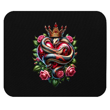 Discover Royal Snake and Roses Heart Mouse Pads