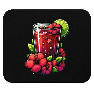 Discover Red Flower Hibiscus Tea Mouse Pads