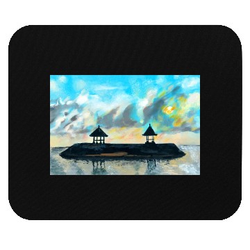 Discover Peaceful sunset on beach scene with acrylic Mouse Pads