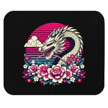 Discover Tokyo Asian Dragon Vintage Style 80s Retro Japanes Mouse Pads