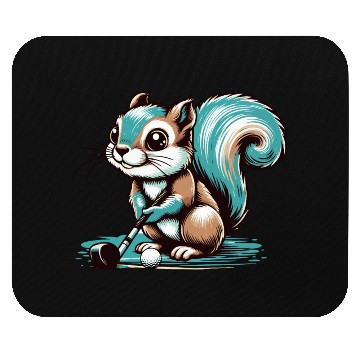 Discover Cute cartoon squirrel playing golf Mouse Pads