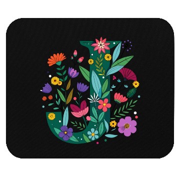 Discover Individual Alphabet Wildflower Green Letter J Mouse Pads