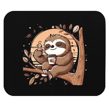Discover Sloth Drinking Coffee Mouse Pads