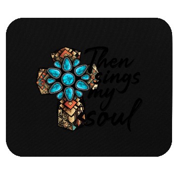 Discover Turquoise Cross Western Aztec Art Mouse Pads