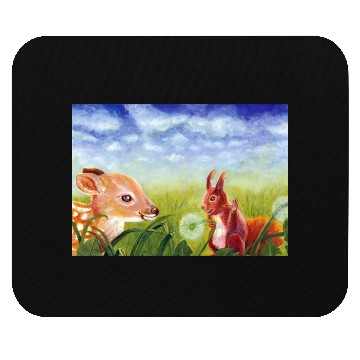 Discover Little Fawn & Squirrel Illustration Mouse Pads