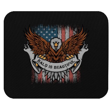 Discover Bald Is Beautiful US Flag 4th Of July Funny Eagle Mouse Pads