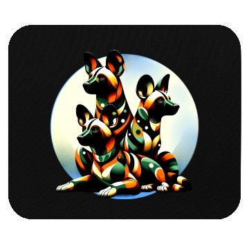 Discover African Painted Wild Dogs Moon Art Mouse Pads