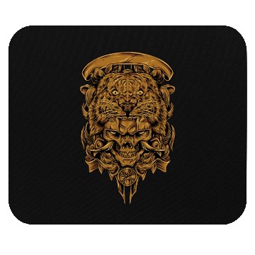 Discover Golden Angry Tiger Tora Skull Tattoo Mouse Pads