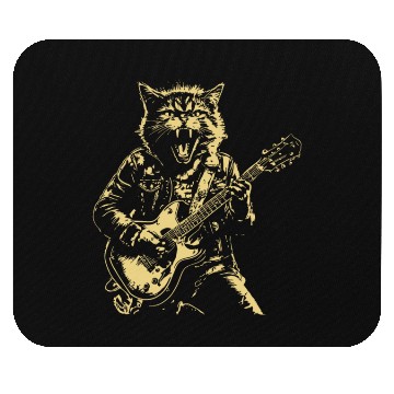 Discover Meow Cat Playing Guitar Instruments Cartoon Mouse Pads