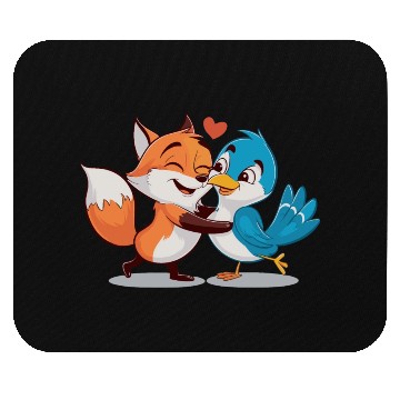 Discover Cute Fox and Bird Love Mouse Pads