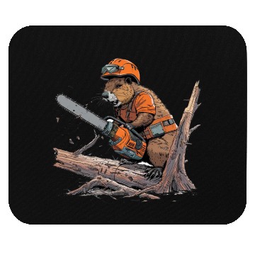 Discover Beaver Lumberjack Chainsaw Mouse Pads