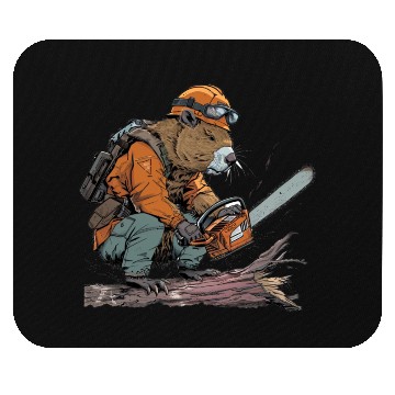 Discover Beaver Lumberjack Chainsaw Mouse Pads