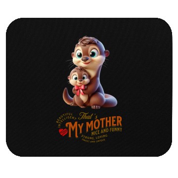 Discover mother otter with her little son Mouse Pads