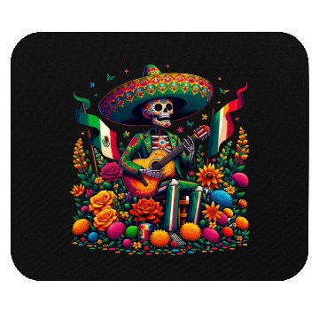 Discover Mexican Celebration Skeleton with Guitar Art Mouse Pads