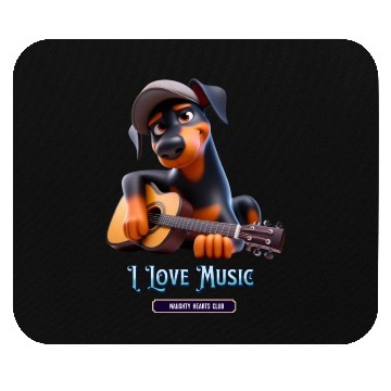 Discover dog playing guitar Mouse Pads